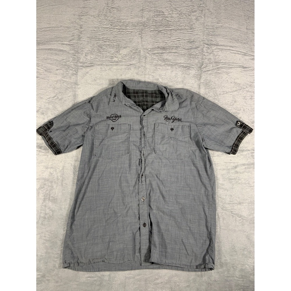 Hard Rock Cafe New York Hrc 71 All Is One Men's Button-Down M Gray
